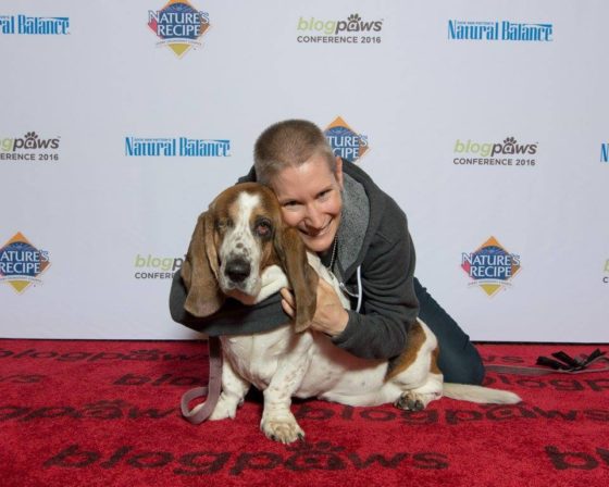 Rosie and I were happily the most underdressed on the BlogPaws red carpet. (Photo by Silver Paw Studio, used with permission)