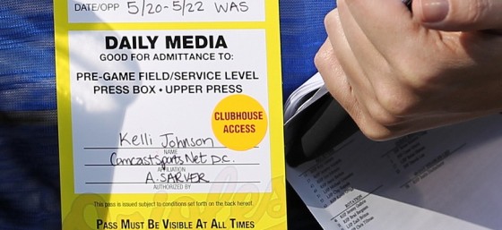 Kelli Johnson Orioles Media Pass by Keith Allison from Flickr (Creative Commons License)